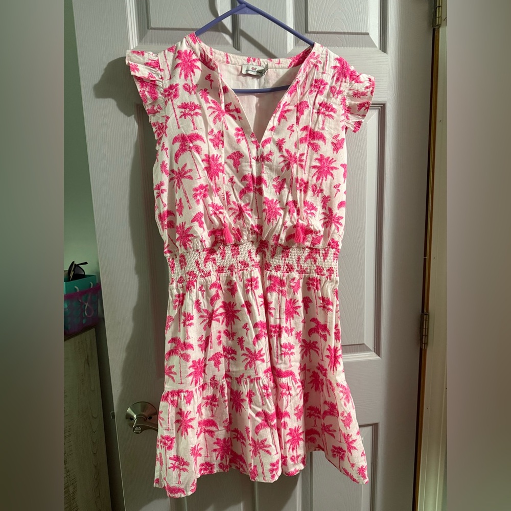 VINEYARD VINES Pink Palm Tree Print Dress, size M